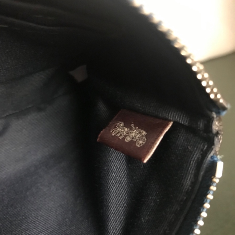 Coach Blue Leather Wristlet Mini Pouch - Picture 6 of 15